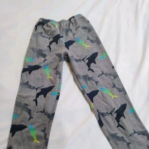 Shark Print Gray Kids Pajama Bottoms